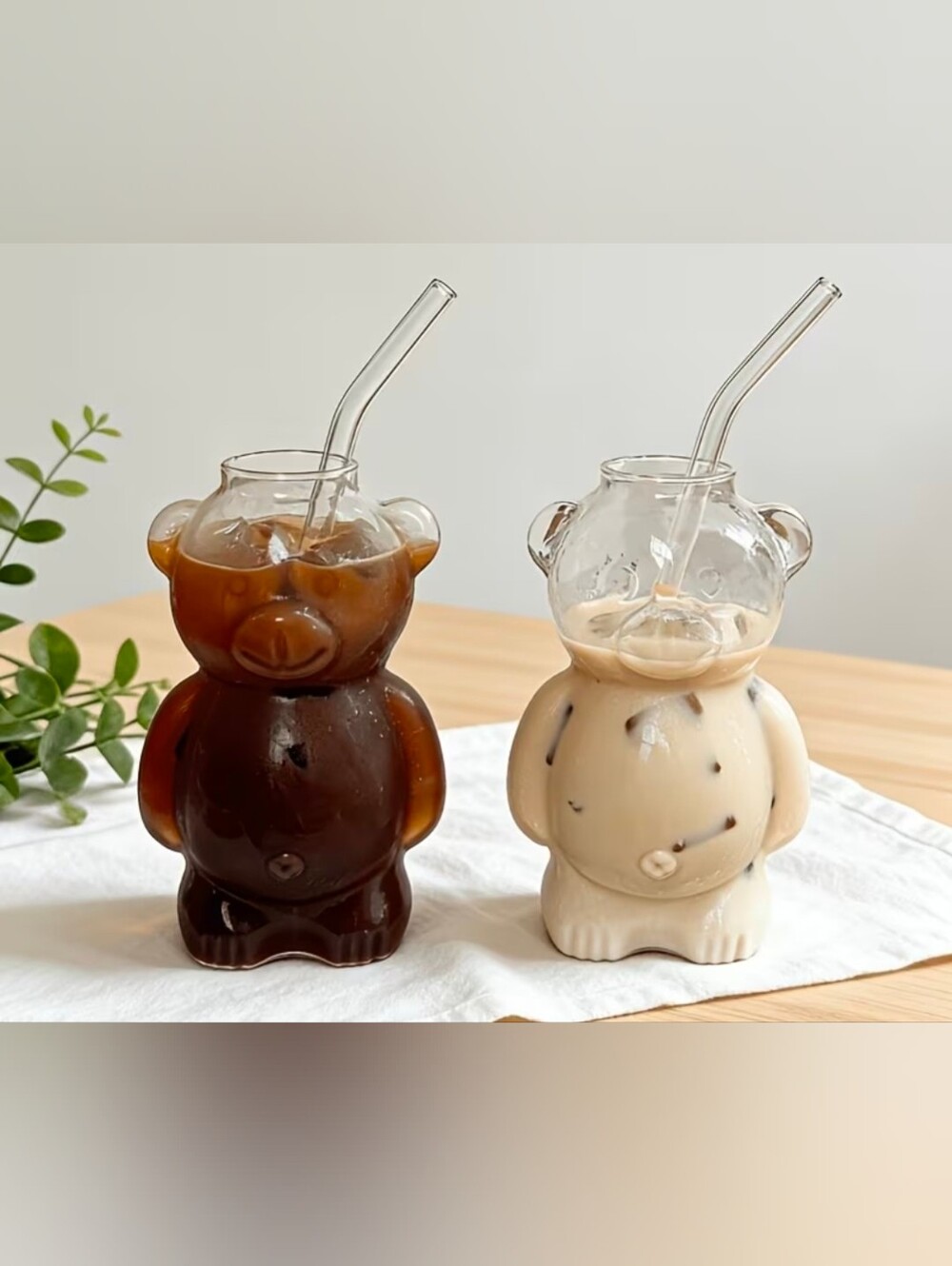 Clear Bear-Shaped Glass Drinking Cup - Set of 2